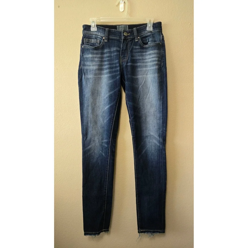 BKE Stella Skinny Jeans Dark Wash Raw Hem Frayed Denim 26R Womens 26 x 31.5